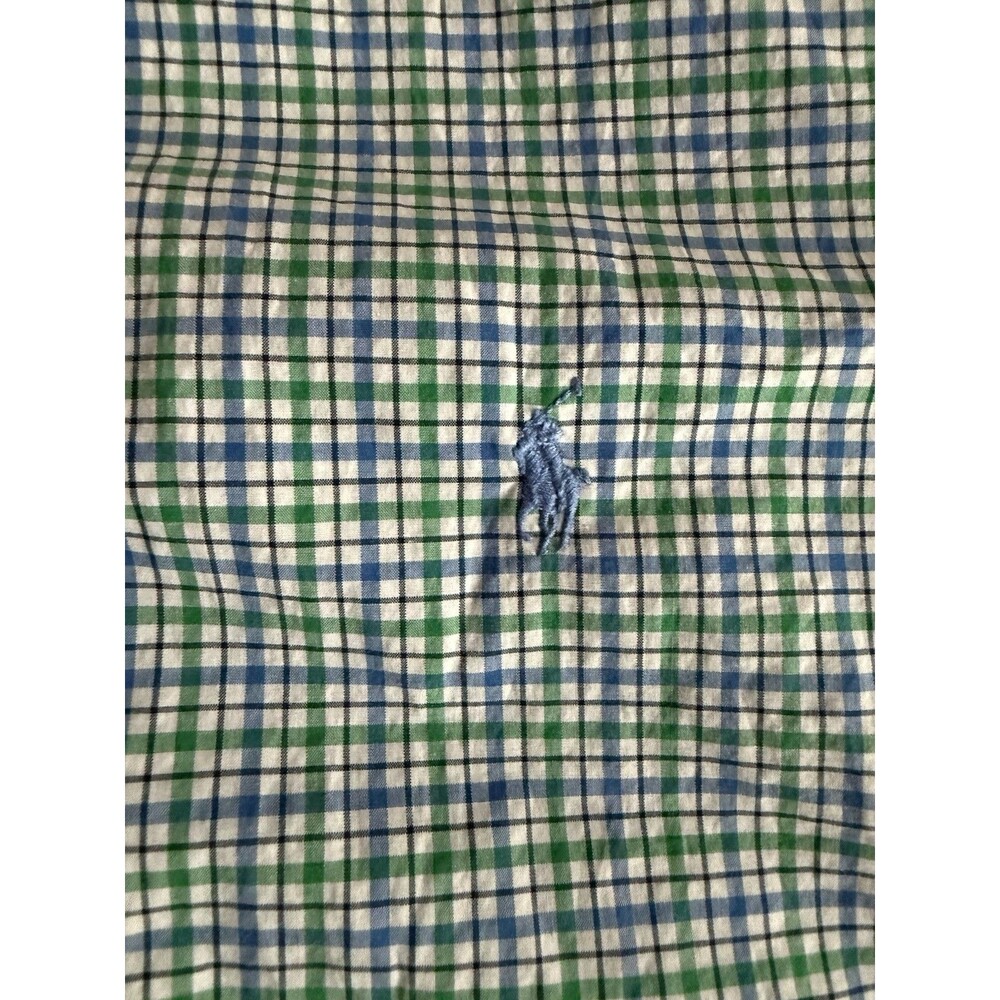 Ralph Lauren Men's M Classic Fit Green Blue White Check Cotton Stretch Shirt - Picture 4 of 7